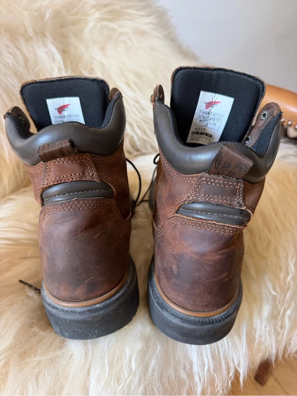 Red Wing Shoes Brown Leather Work Boots - Lace-Up Men’s Safety Boots